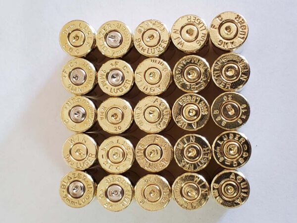 9mm mixed head stamps close up
