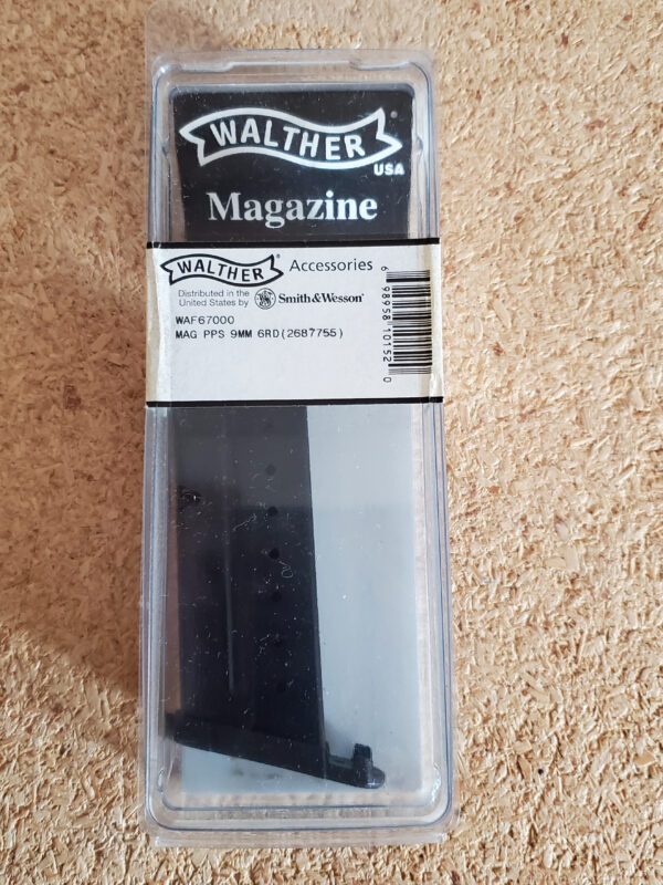 Walther PPS Magazine 9mm Luger 6 Rounds Steel Blue Flush Fit Base WAF67000 - Image 2