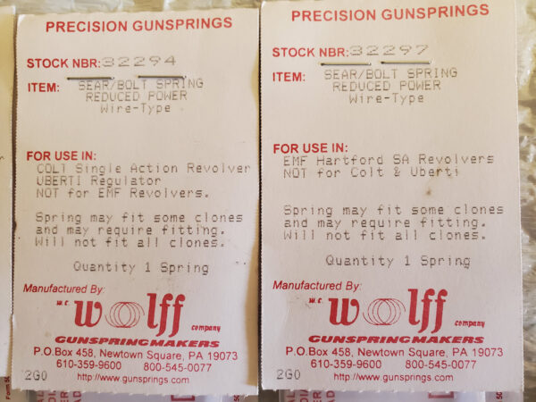 Colt Single Action Springs by Wolff - Image 2