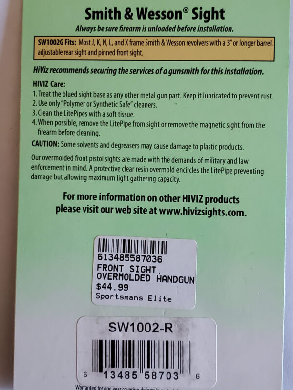 Smith & Wesson Hi Viz SW1002. See back panel for fitment. - Image 2