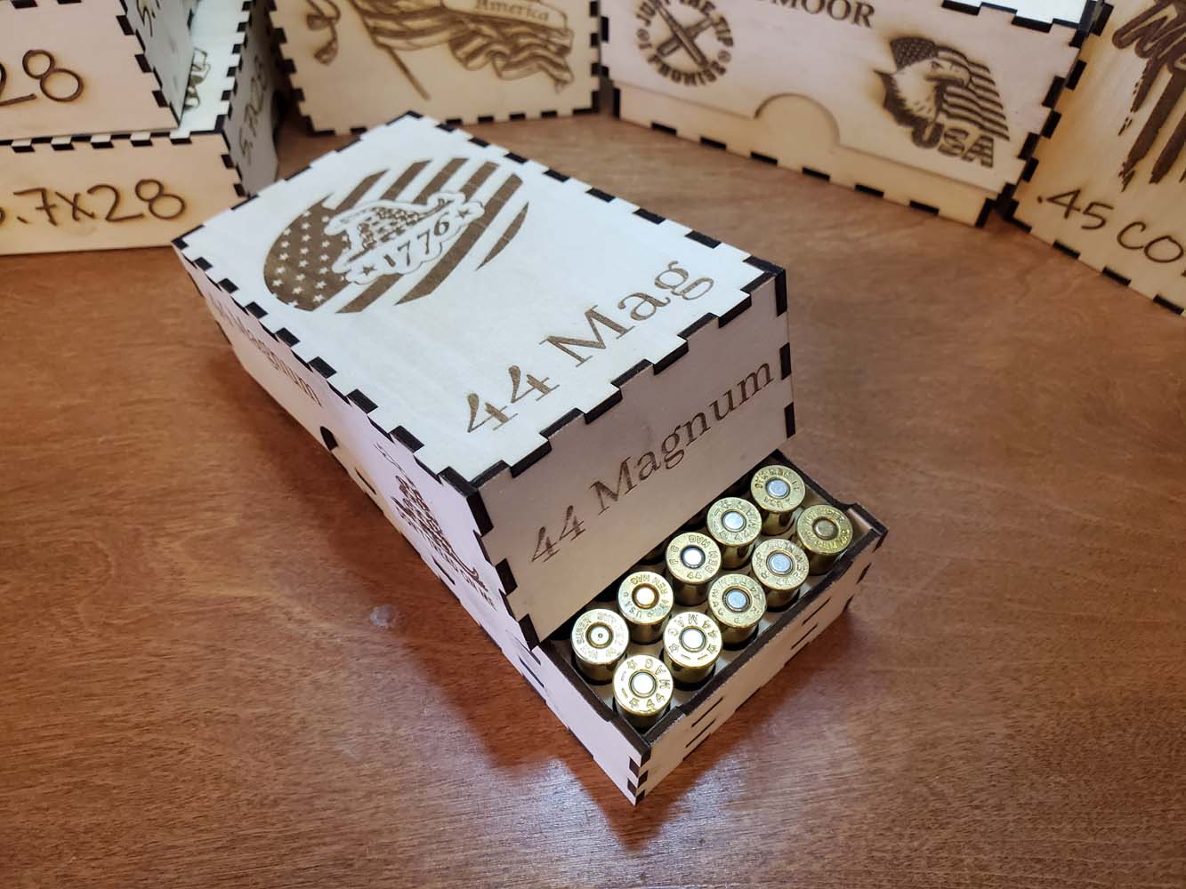 44 Mag ammo box open lid